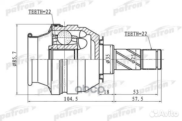 ШРУС внутренний 22x35x22 opel astra H 04- PCV1058