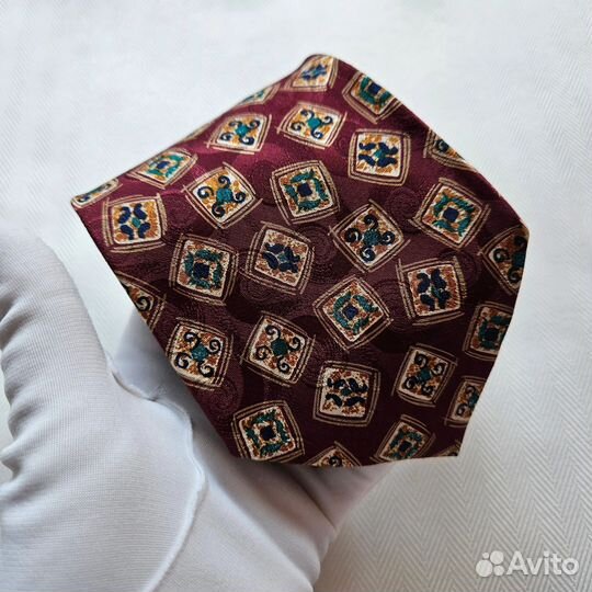 Шелковый галстук винтаж 1990е новый шелк