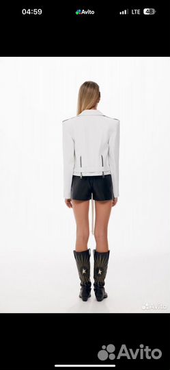 Кожаная куртка косуха белая 42