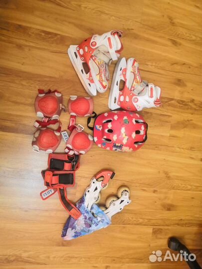 Ролики-коньки детские шлем и защита