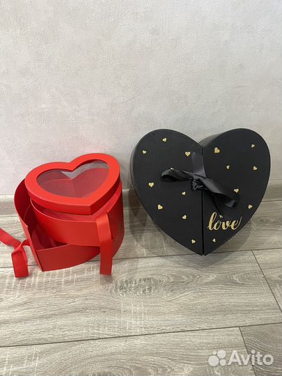 Коробка подарочная сердце раздвижная для цветов