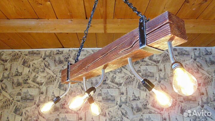 Люстра деревянная шпала