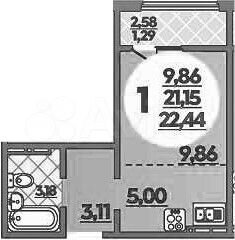 Квартира-студия, 22,4 м², 2/8 эт.