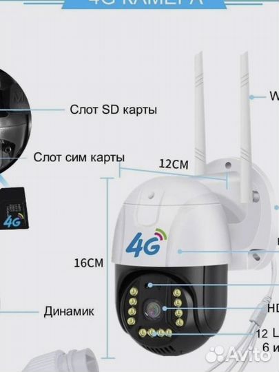 Камера видеонаблюдения уличная с симкартой 4 g