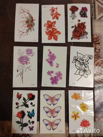 Временные тату наклейки переводилки. Новые
