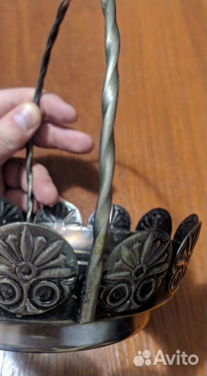 Мельхиоровая переноска для сахарницы