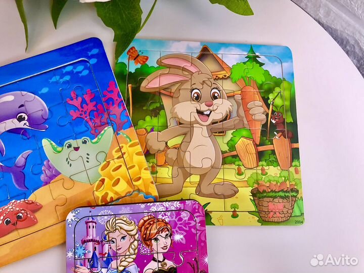 Детские деревянные пазлы пакетом