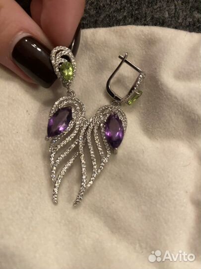 Серьги серебро с аметистом
