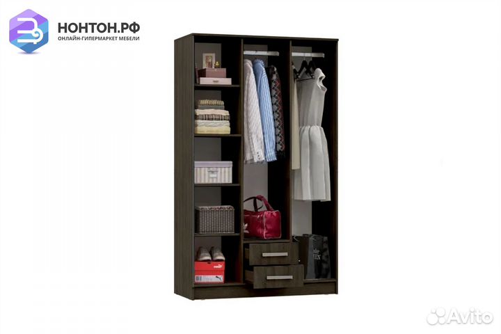 Шкаф Мартина 3-дверный белый / венге