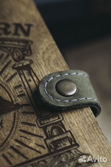 Блокнот из дерева с кожаным переплетом