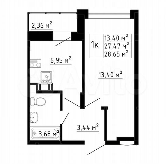 1-к. квартира, 27,4 м², 4/8 эт.