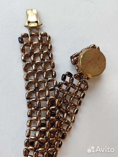 Браслет позолота бисер плетение Чехия