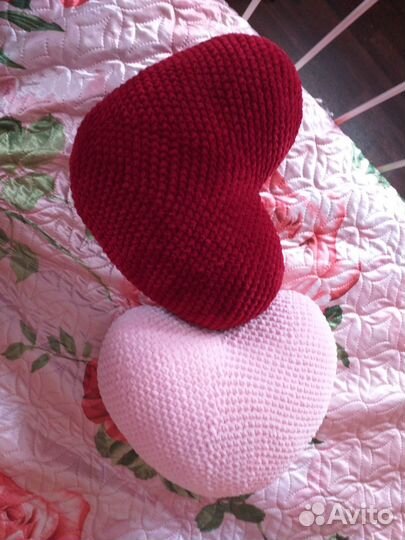 Подушка сердце розовая