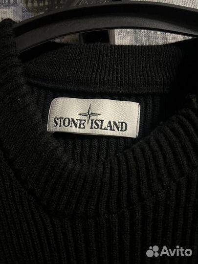 Свитер лапша из шерсти Stone Island черный M