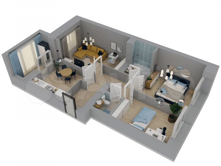 3-к. квартира, 71,7 м², 2/10 эт.