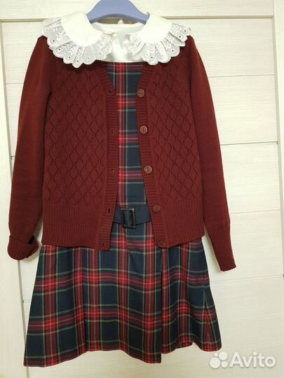 Сарафан школьный 128 +блузка+Джемпер