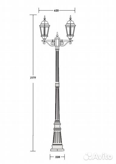 Фонарь уличный садовый усиленный столб H-2м-3м