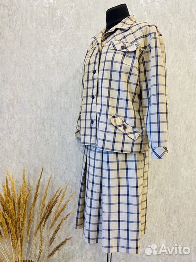 Винтажный костюм женский в клетку 48 50