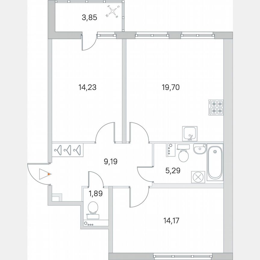 2-к. квартира, 66,4 м², 1/8 эт.