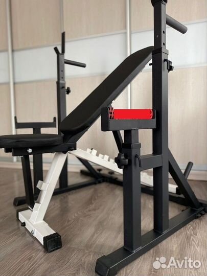 Стойки для жима штанги + штанга с блинами