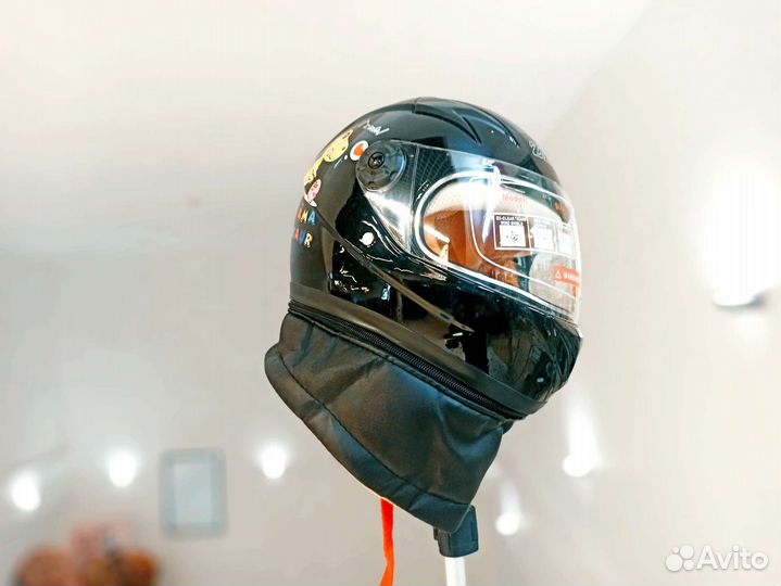 Мотошлем детский с теплым воротником