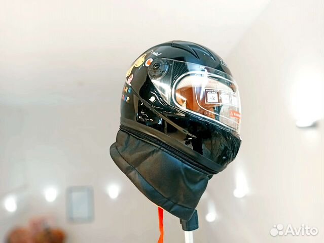 Мотошлем детский с теплым воротником