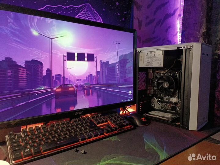 Игровой компьютер razen 3 2200g/озу 16gb/ m2 128