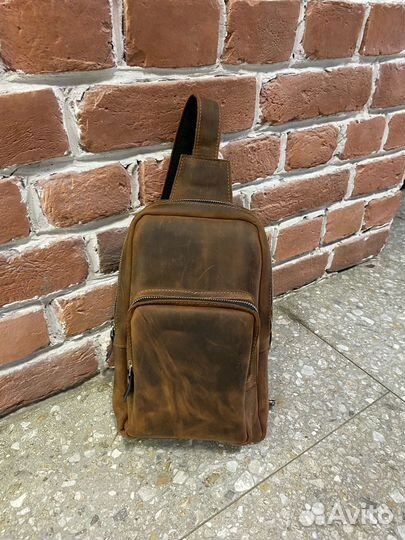 Мужская сумка слинг натуральная кожа