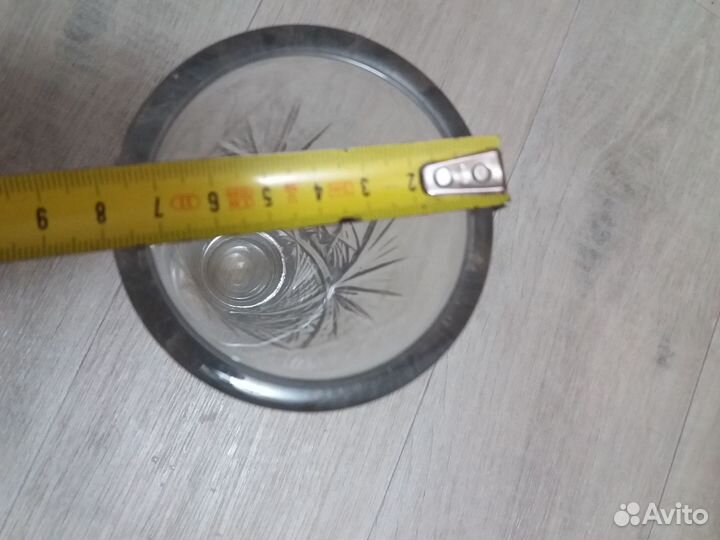 Ваза хрустальная СССР хрусталь скол узкая выс 20см