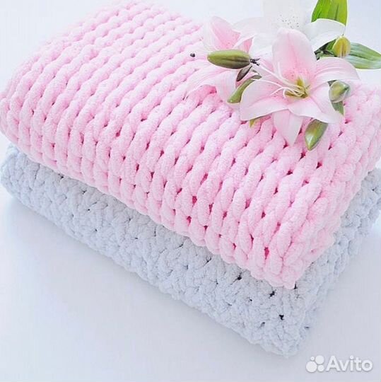 Вязаные пледы и коврики ручной работы Alize Puffy