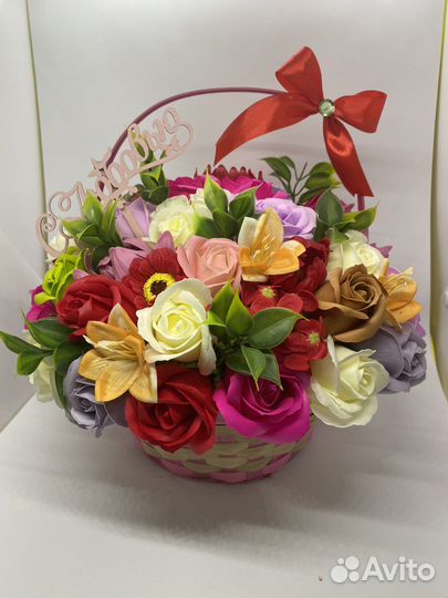 Подарок с мыльными розами