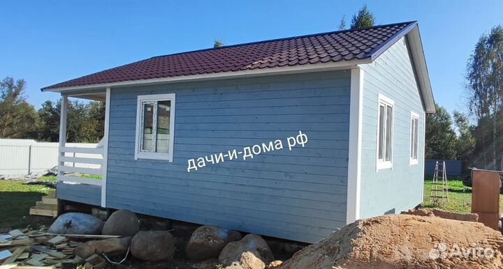 Каркасный дом 6х6 с террасой Г