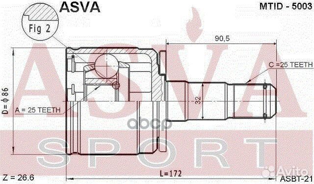 ШРУС внутренний перед лев mtid5003 asva