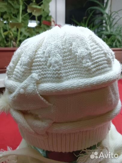 Шапка женская вязаная+шарф