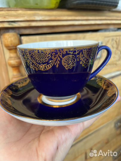 Чайная пара лфз кобальт золотой фриз