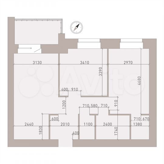 2-к. квартира, 63,5 м², 6/9 эт.
