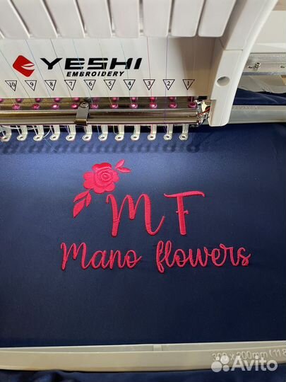 Фартук флориста с вышивкой синий