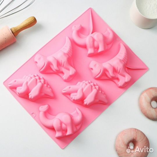 Форма силиконовая для выпечки Доляна «Динозавр», 2