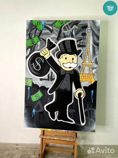 Поп арт картина на медном холсте маслом купить