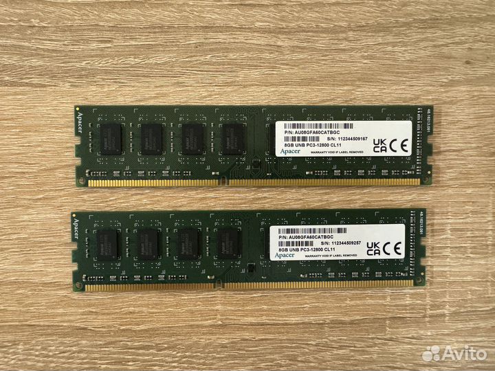 Apacer DDR3 16gb (2x8GB) 1600MHz