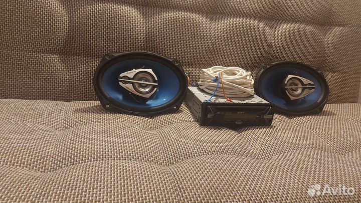 Колонки в авто, магнитофон, провода,Sony, Pioneer