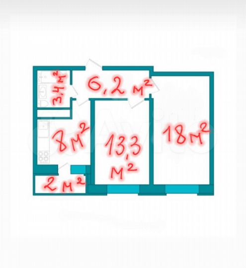 2-к. квартира, 51 м², 12/18 эт.