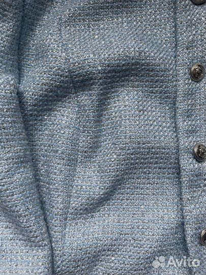 Твидовый пиджак голубой 44 46