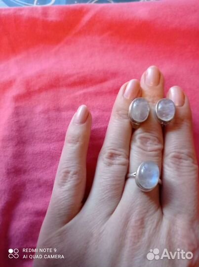 Комплект серьги и кольцо из серебра