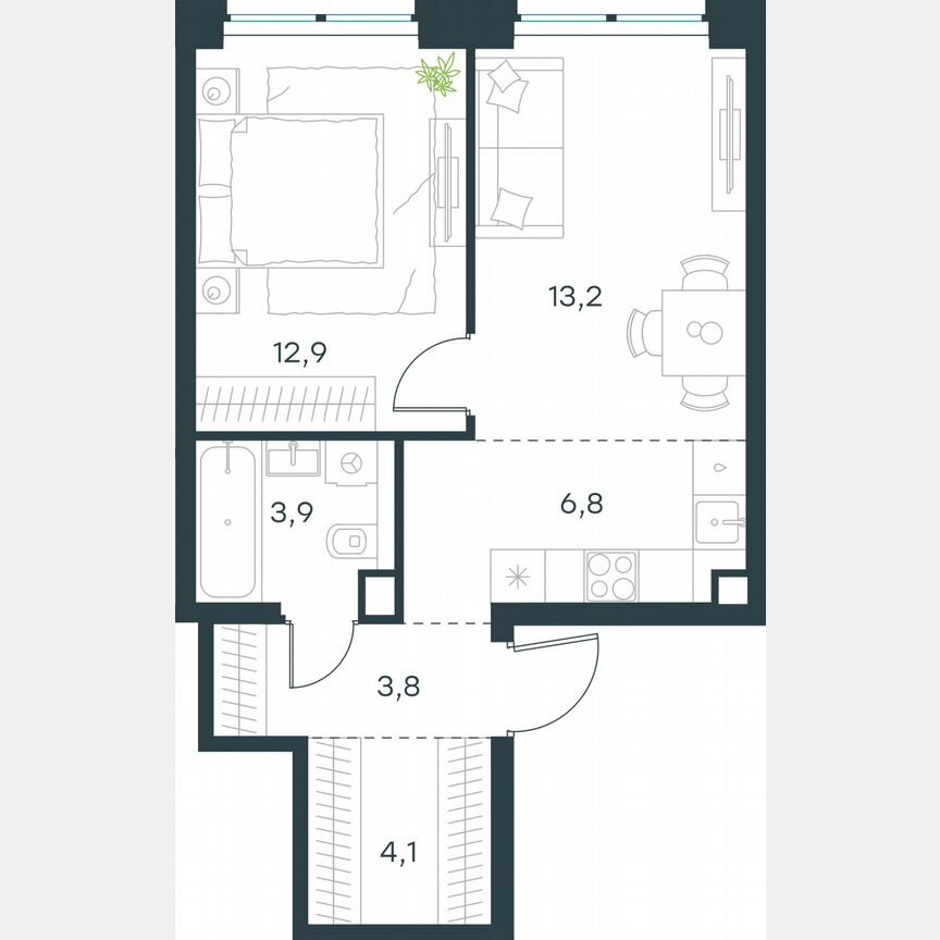 2-к. квартира, 44,7 м², 39/48 эт.