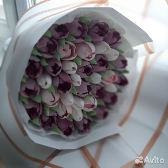 Съедобный букет из зефирных тюльпанов