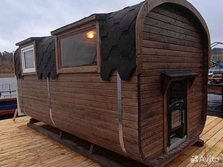 Баня бочка квадро. Из кедра и ели