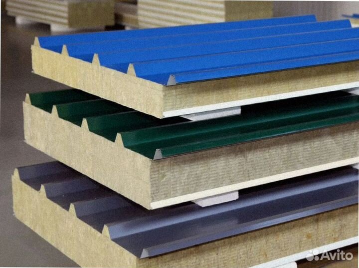 Сэндвич панели (кровельные) минер. вата от 200 м2