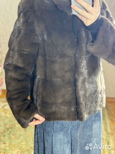 Шуба норковая с капюшоном