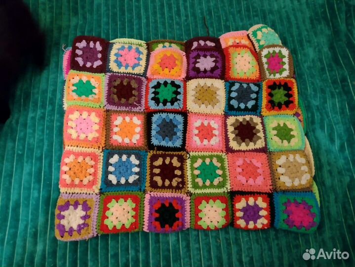 Вязаный плед, пэчворк ручная работа